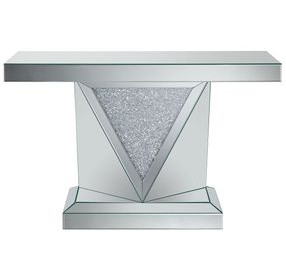 Gunilla Silver And Clear Mirror Triangle Detailing Sofa Table