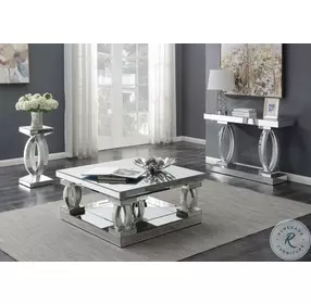 Amalia Clear Mirror Square Occasional Table Set