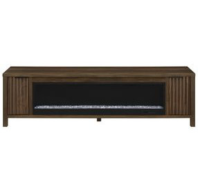 Carey Dark Pine 79" TV Stand with 2 Doors and Fireplace