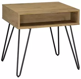 Fanning Golden Oak And Black End Table