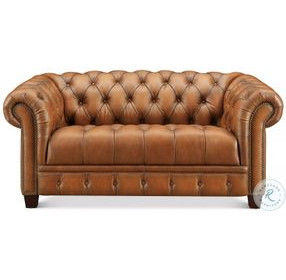 Haworth Saddle Brown Leather 70" Loveseat