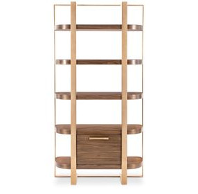 Solara Medium Brown and Gold Home Office Etagere