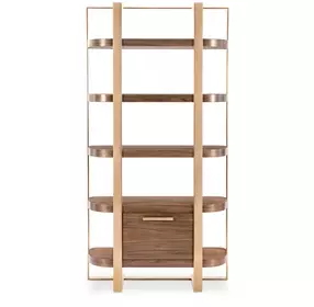 Solara Medium Brown and Gold Home Office Etagere
