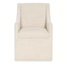 Eleana Beige Upholstered Arm Chair with Casters