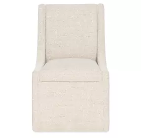 Solara Beige Upholstered Side Chair with Casters