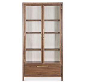 Eleana Medium Brown 2 Glass Door Display Cabinet with LED