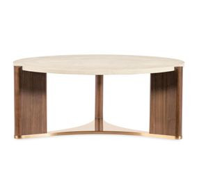 Eleana Medium Brown and Beige Round Marble Top Cocktail Table