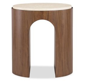 Eleana Medium Brown and Beige Round 22" Marble Top End Table