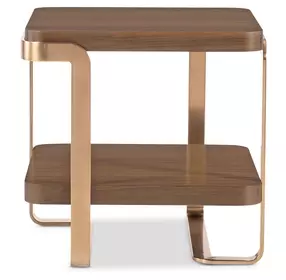 Solara Medium Brown and Gold Rectangular End Table