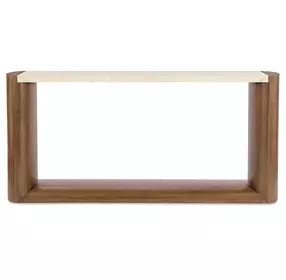 Solara Medium Brown and Beige 74" Marble Top Console Table
