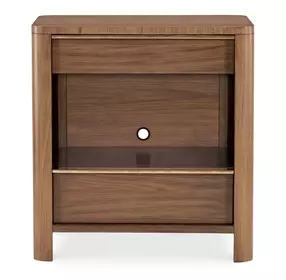 Solara Medium Brown 2 Drawer Nightstand with Integrated Charging