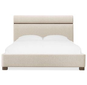 Eleana Beige Upholstered Queen Panel Bed