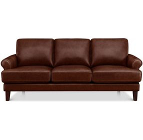 Soleil Brandy Leather 80" Sofa