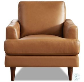 Ada Cognac Brown Leather Upholstered Lounge Chair