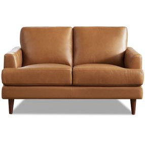 Ada Cognac Brown Leather 57" Loveseat