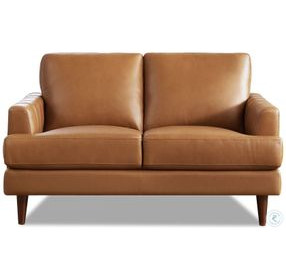 Ada Cognac Brown Leather 57" Loveseat