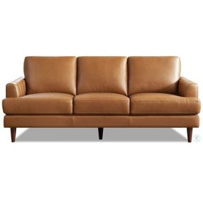Ada Cognac Brown Leather 80" Sofa