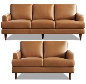 Ada Cognac Brown Leather Living Room Set