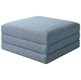 Brickell Blue Upholstered Square Ottoman