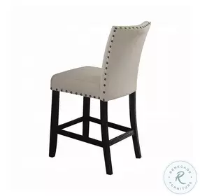 Nolan Linen and Salvage Dark Oak Counter Height Chair with Nailhead Trim Set of 2