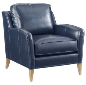 Twin Palms Coconut Grove Blue Leather Upholstered Accent Chair