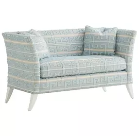 Hampstead Avondale Blue and Beige 60" Settee with Pillows
