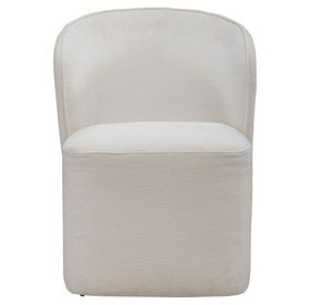 Accent Dining Ivory Upholstered Dining Chair with Casters