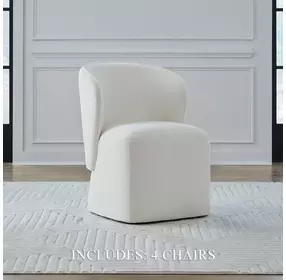 Dining Studio Ivory Upholstered Dining Chair with Casters Set of 4