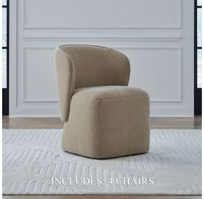 Accent Dining Wicker Upholstered Dining Chair with Casters Set of 4