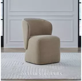 Dining Studio Wicker Upholstered Dining Chair with Casters Set of 4