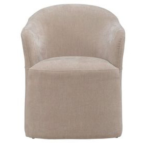 Accent Dining Wicker Upholstered Dining Arm Chair with Casters