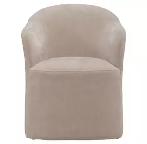 Dining Studio Wicker Upholstered Dining Arm Chair with Casters
