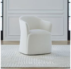 Accent Dining Ivory Upholstered Dining Arm Chair with Casters Set of 4