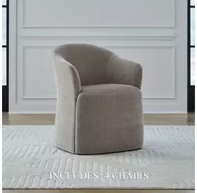 Dining Studio Truffle Upholstered Dining Arm Chair with Casters Set of 4