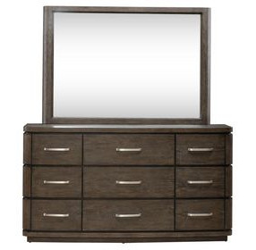 Cascade Falls Satin Espresso 9 Drawer Dresser with Mirror