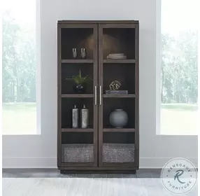 Cascade Falls Satin Espresso Display Cabinet