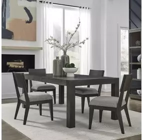 Cascade Falls Satin Espresso and Misty Gray Upholstered 5 Piece Extendable Rectangular Dining Set