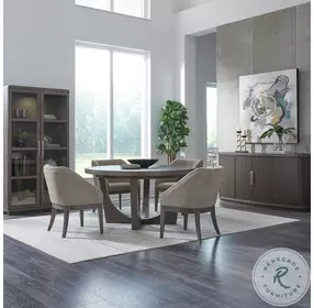 Cascade Falls Satin Espresso Round Pedestal Extendable Dining Room Set