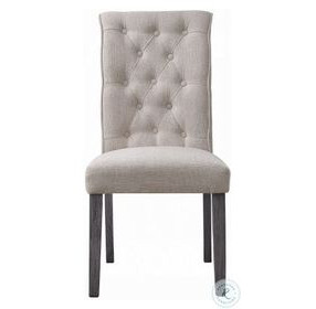Yabeina Beige Linen and Gray Side Chair Set of 2