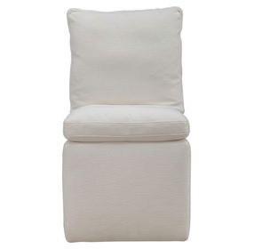 Accent Dining Ivory Upholstered Pillowtop Dining Side Chair with Casters