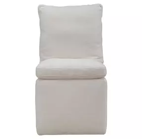 Dining Studio Ivory Upholstered Pillowtop Dining Side Chair with Casters