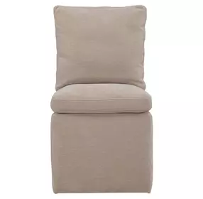 Dining Studio Wicker Upholstered Pillowtop Dining Side Chair with Casters