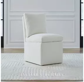 Dining Studio Ivory Upholstered Pillowtop Dining Side Chair with Casters Set of 4