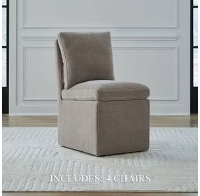 Accent Dining Truffle Upholstered Pillowtop Dining Side Chair with Casters Set of 4