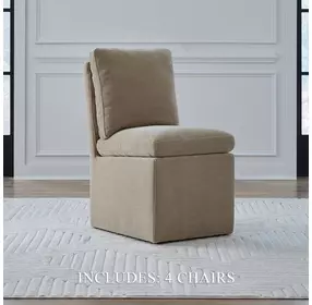Dining Studio Wicker Upholstered Pillowtop Dining Side Chair with Casters Set of 4