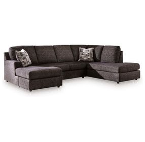 Coralene Onyx Performance Fabric 2 Piece Modular Sectional with RAF Corner Chaise and Pillows