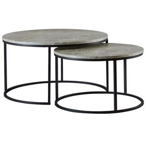 Lainey Grey And Gunmetal 2 Piece Nesting Coffee Table