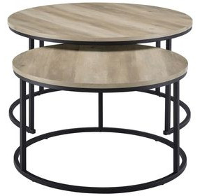 Lainey Distressed Pine Round Nesting Cocktail Table