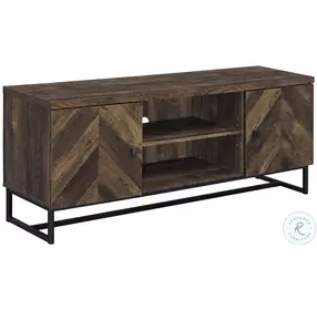 Myles Rustic Oak Herringbone TV Console