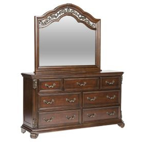Tuscany Estates Cognac 7 Drawer Dresser with Mirror